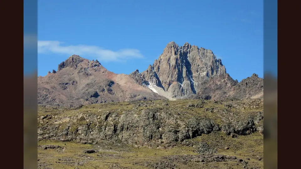 Commons identifies the three principal Mount Kenya peaks; it does not establish the exact circuit line.