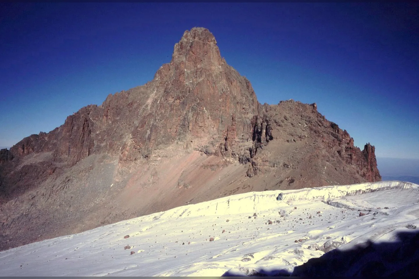 Commons identifies Nelion and Lewis Glacier from Point Lenana; it is landmark and hazard context, not a route instruction.